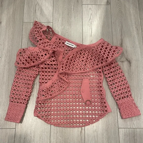 Self-Portrait Ruffled Heavy Lace Top - Picture 10 of 14